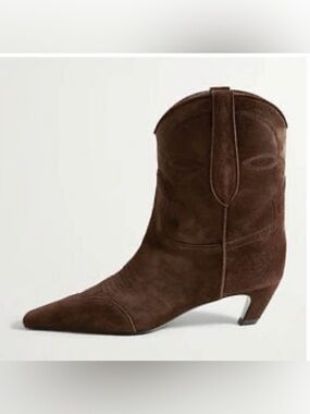 Suede Pointed-Toe Western Ankle Boots